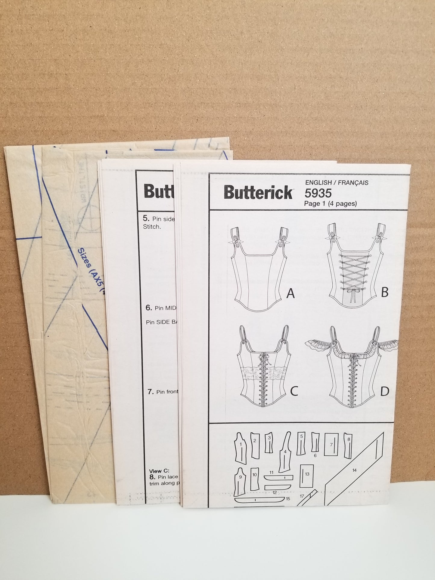 Butterick B5935 Misses Corset 4 styles Size 4-12 Pattern Uncut FF