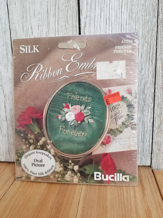 Bucilla Silk Ribbon Embroidery Friends Forever 41253 Oval Picture NEW IN PACKAGE