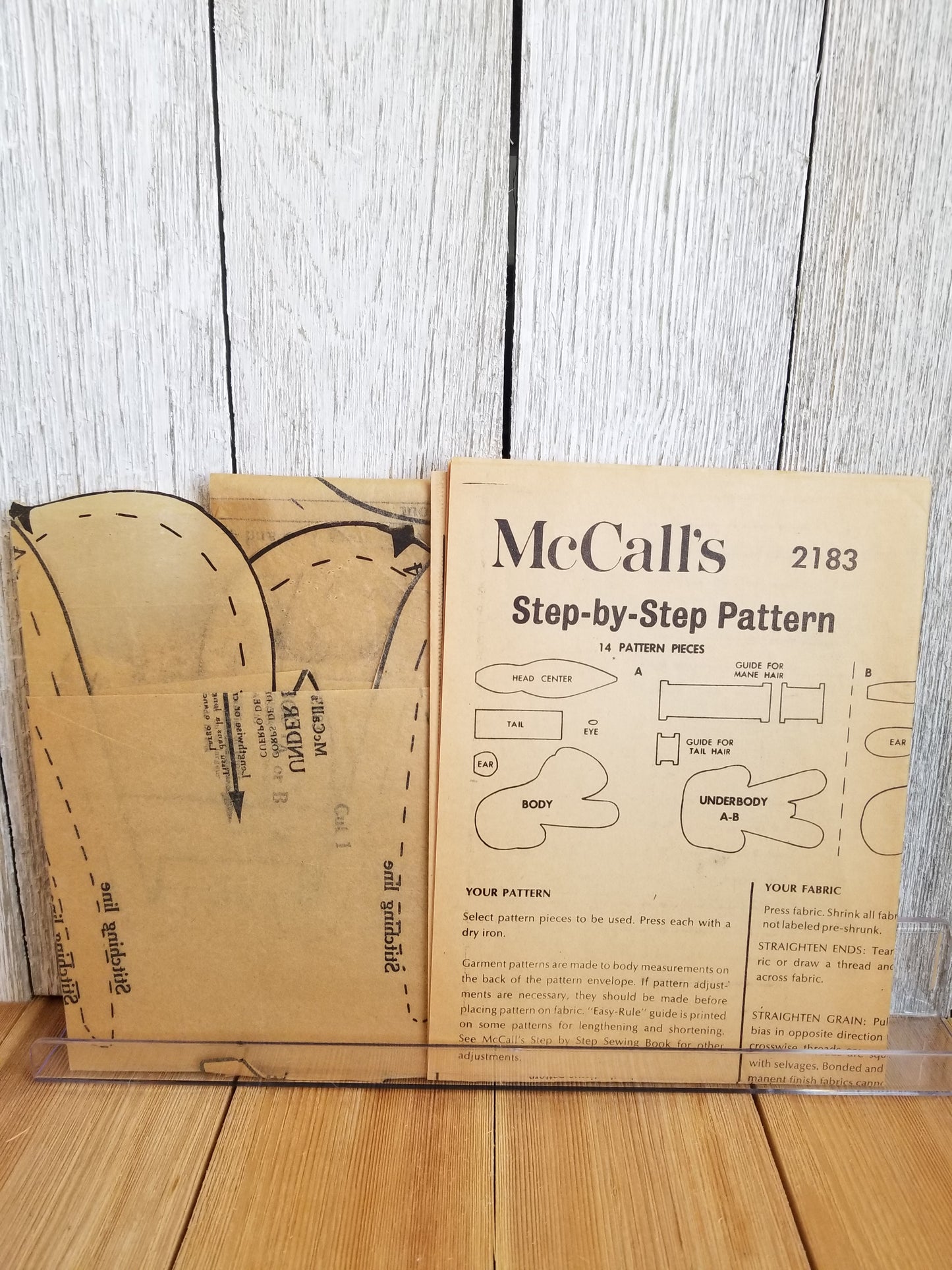 McCall's 2183 8inch dog and Lion Stuffed Animals Sewing Pattern Complete