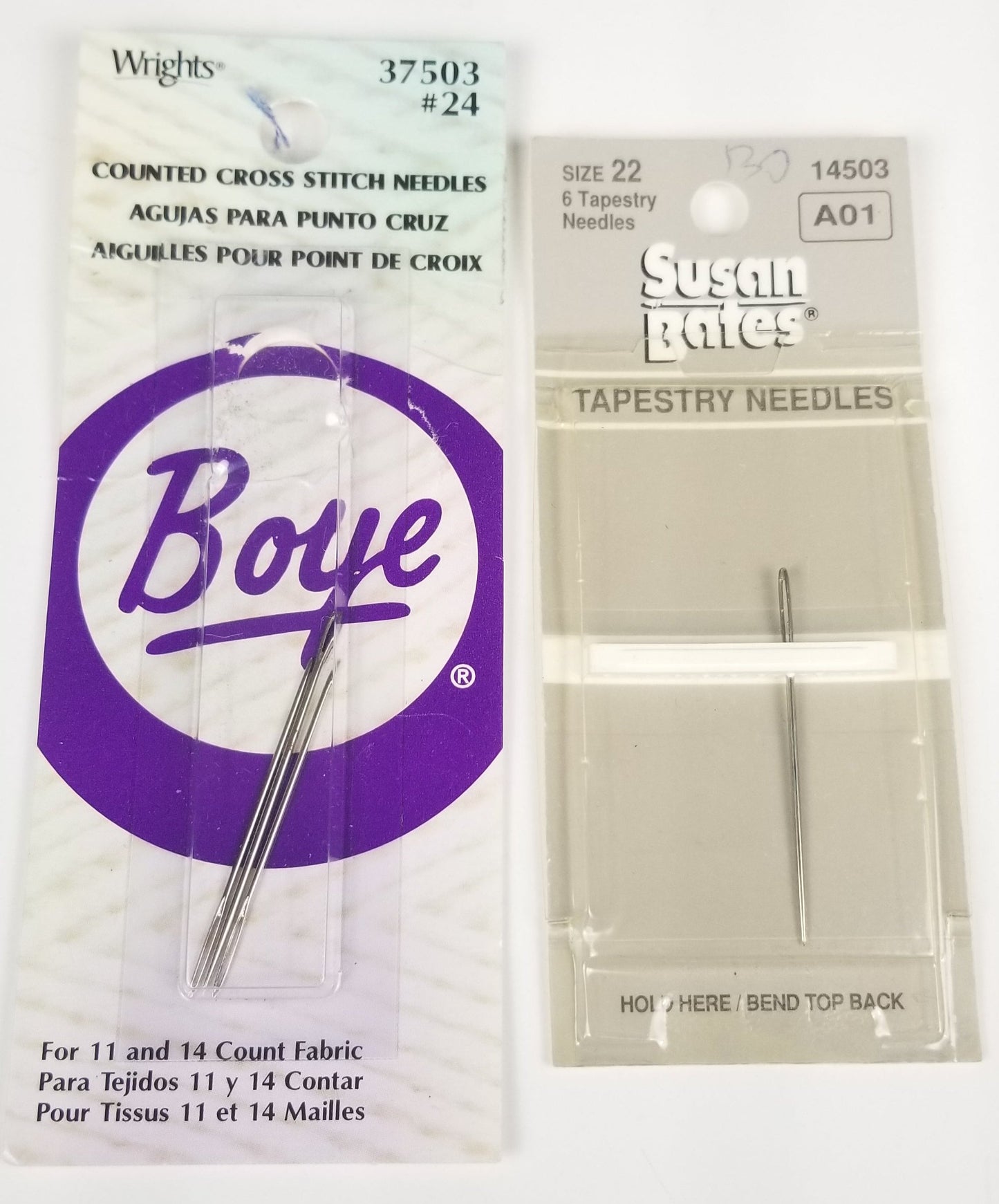 Tapestry needle cross stitch #24 and #22 lot of 2 open pkg