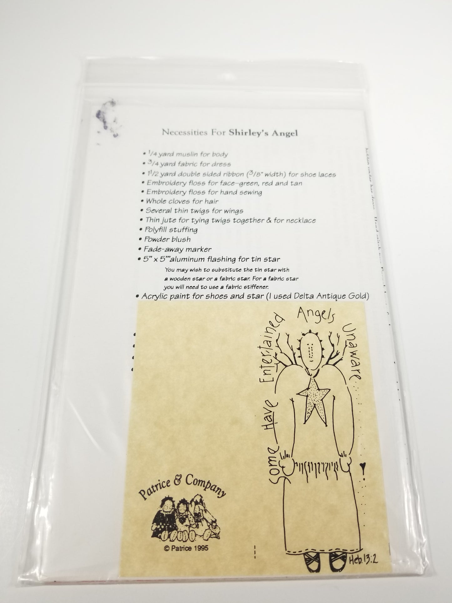 Patrice and company #72 Shirley's Angel Sewing Pattern