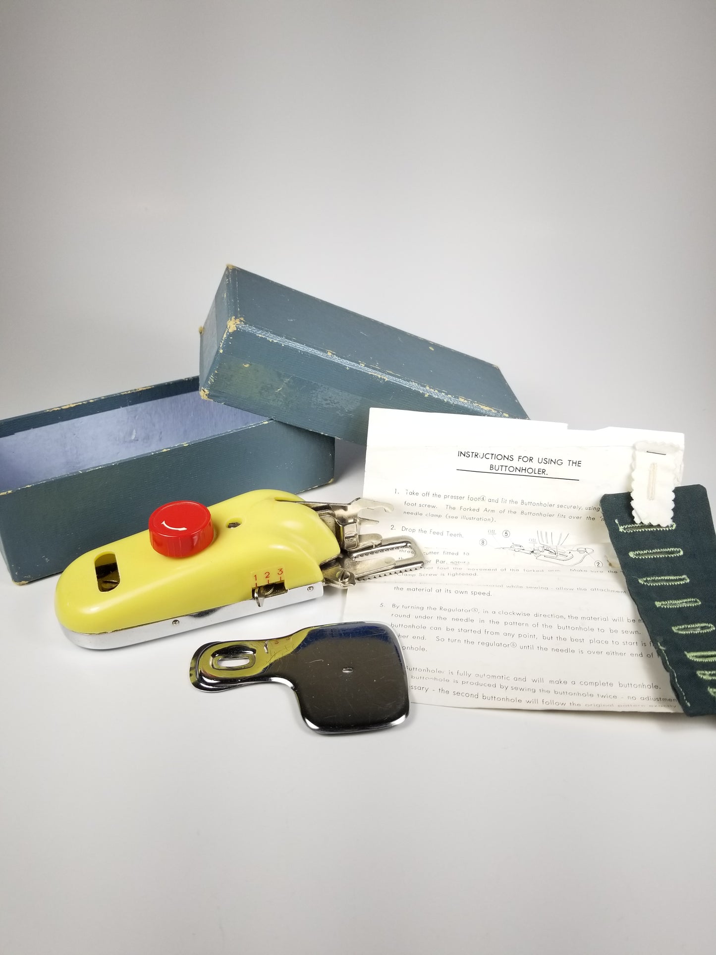 Vintage Ruby Buttonholer R/B Type with Box Instructions and Plate