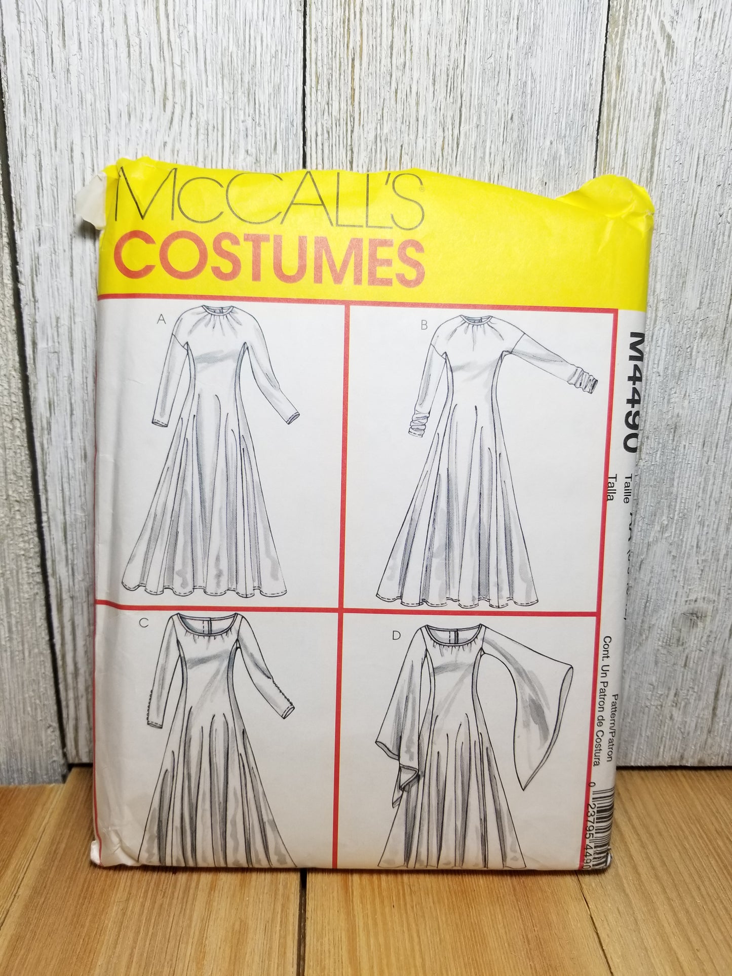 McCall's M4490 Costumes Renaissance Medieval Dress Costume Flowing Sleeve Uncut FF