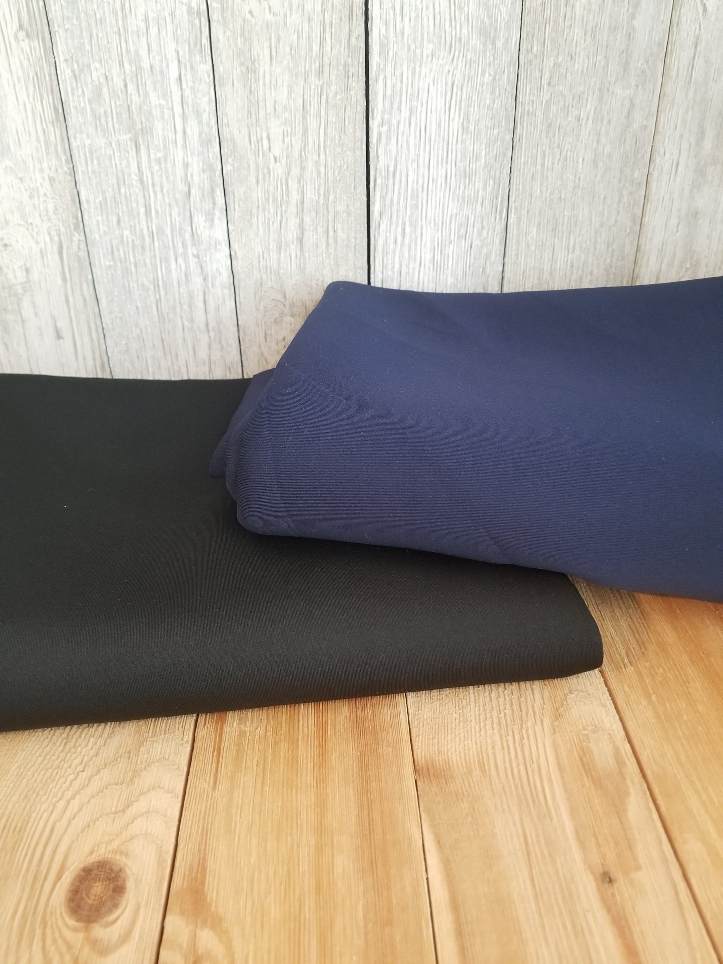 Navy Dark Blue and Black Scuba Neoprene Fabric Lot of 2