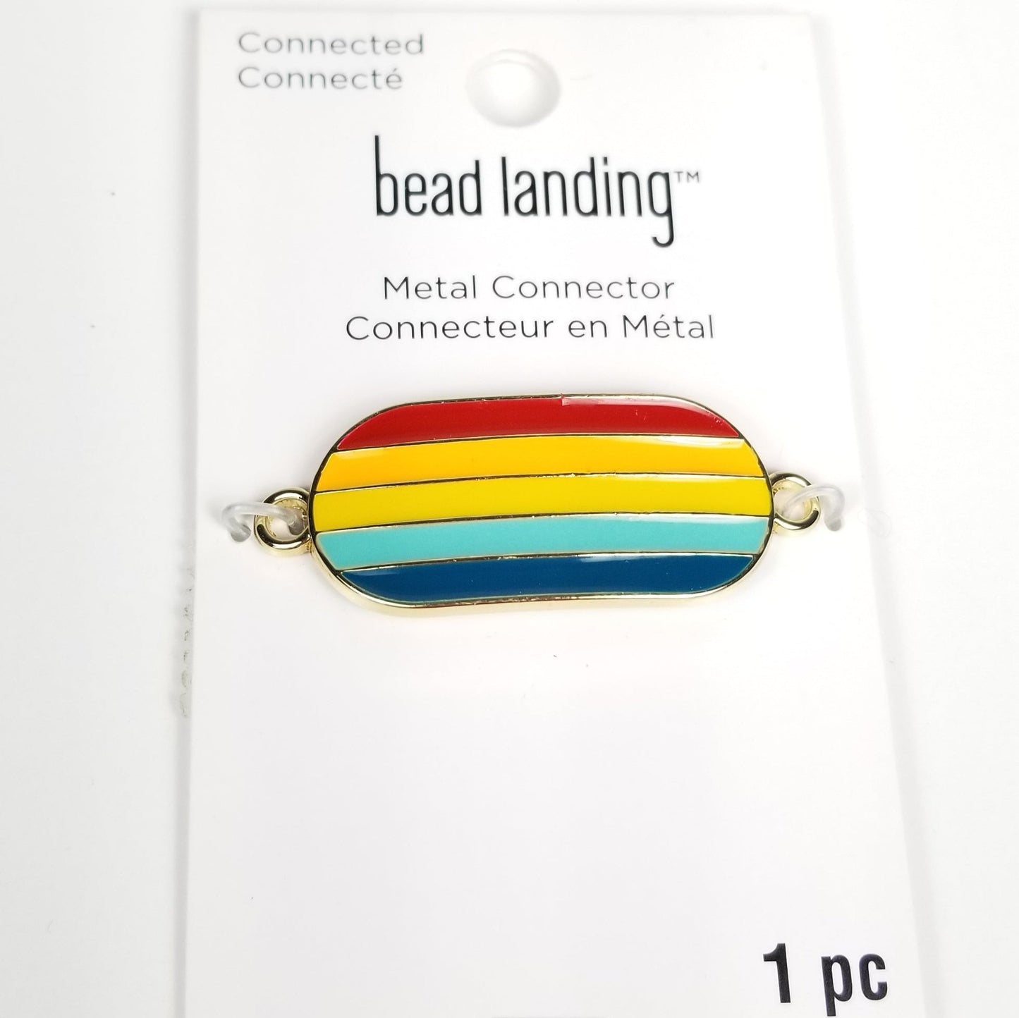 Bead landing metal connector rainbow pride flag