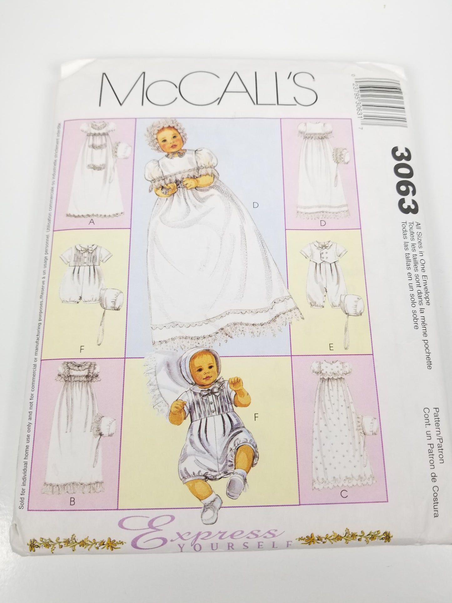 McCall's 3063 Infants Christening Gown UNCUT FF