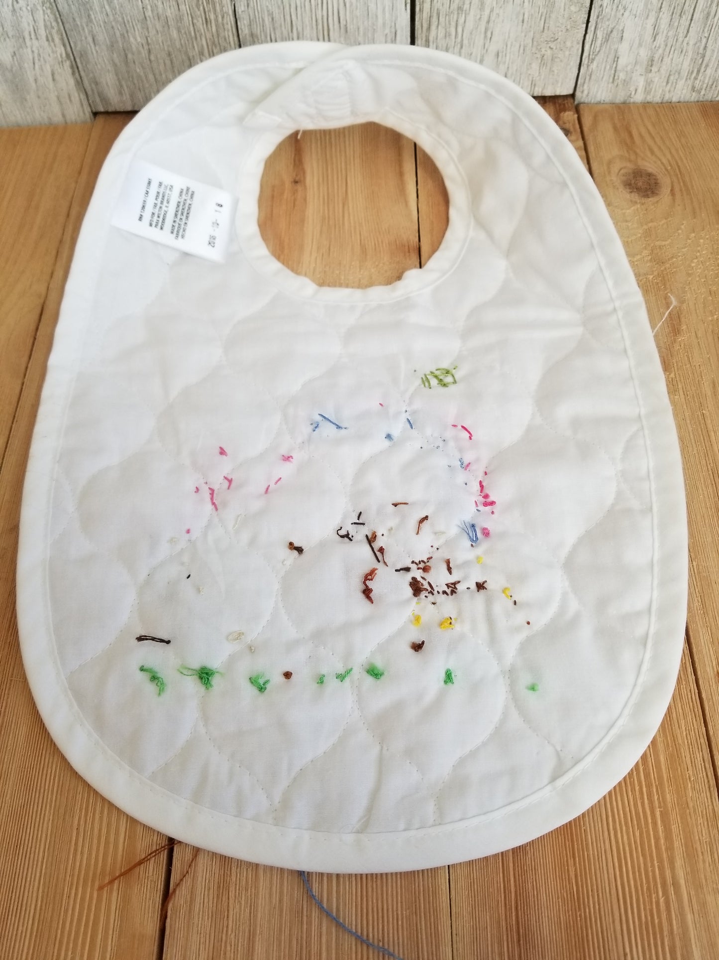 Abandoned Project Stamped Cross Stitch Baby Bib Set