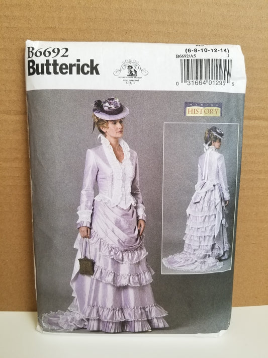 Butterick B6692 History Misses Costume Regency Halloween Size 6-14 Pattern Uncut FF