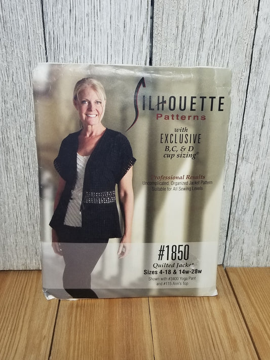 Silhouette # 1850 Quilted Jacket Size 1,2,3,4 5W-8W Fit to Size New Uncut FF Sewing Pattern