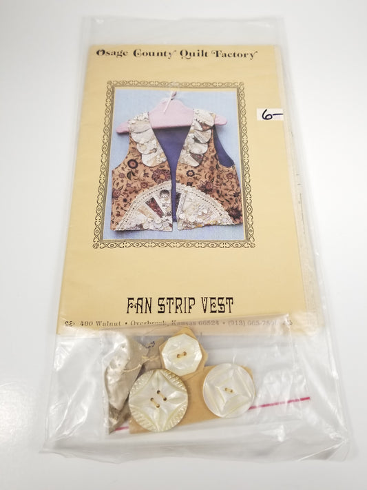 Fan Strip Vest Osage County Quilt Factory with buttons and shells sewing pattern
