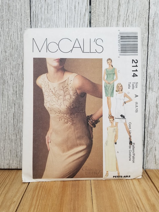 McCall's 2114 Misses Lined Dress Size 6-10 Uncut FF Sewing Pattern Petit-able