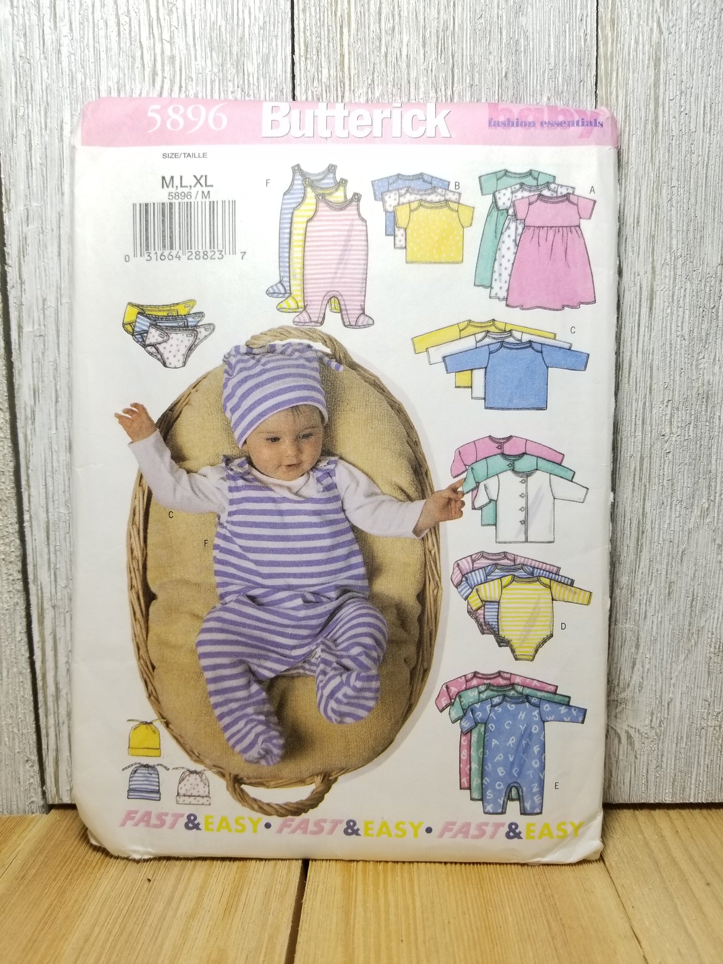 Butterick 5896 Baby JACKET DRESS TOP ROMPER M,L,XL UNCUT FF
