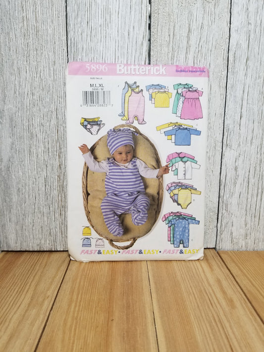 Butterick 5896 Baby JACKET DRESS TOP ROMPER M,L,XL UNCUT FF