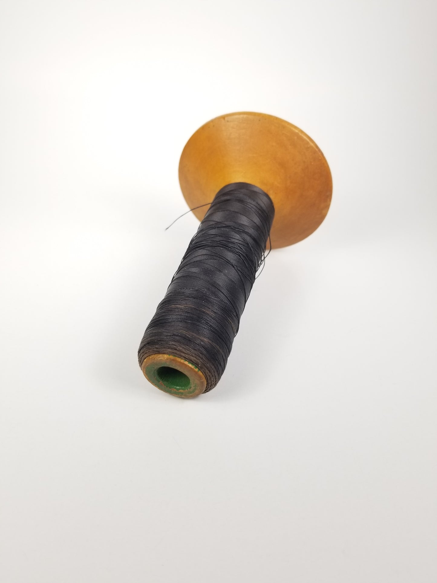 Vintage Industrial Wood Sewing BLACK Thread Spool Marked Jewel Pawtucket RI Cottagecore Farmhouse