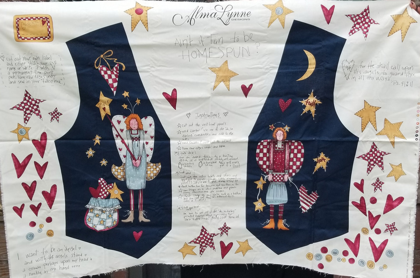 Alma Lynne AIN'T IT FUN TO BE HOMESPUN? Vest Fabric Panel UNCUT
