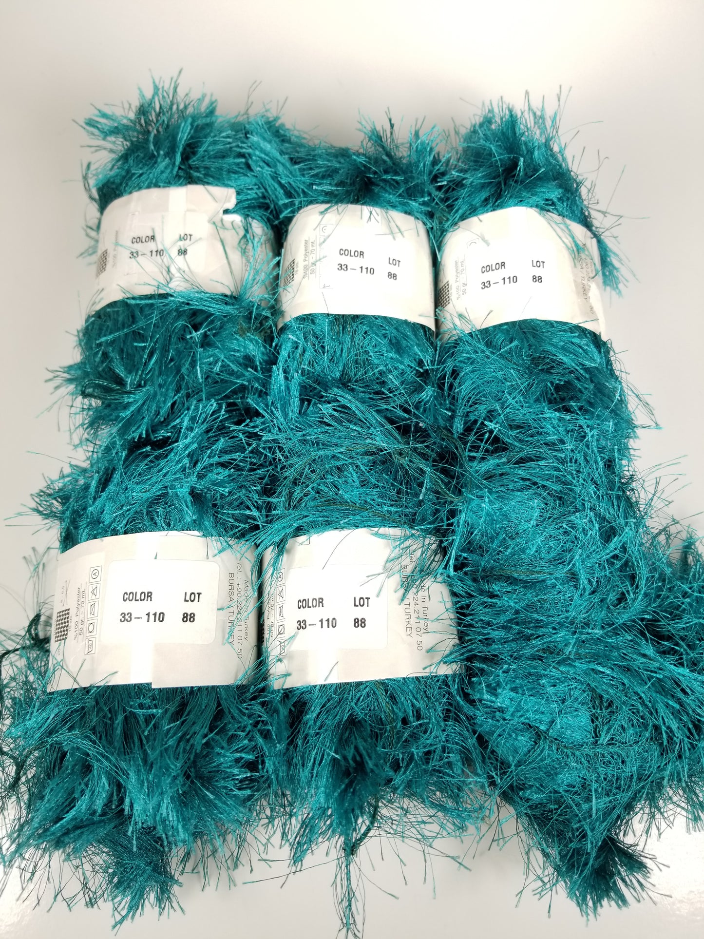 Yumos Eyelash Fur Yarn Teal Blue Color 33-110 (8 Skein Bundle)
