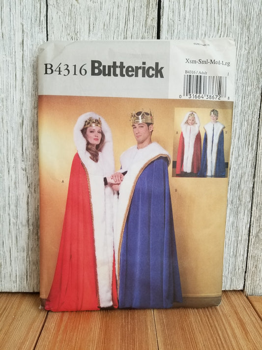 Butterick B4316 Medieval Cloak Unisex Mens, Womens Halloween Costumes Pattern Size Xsm-Lrg UNCUT FF