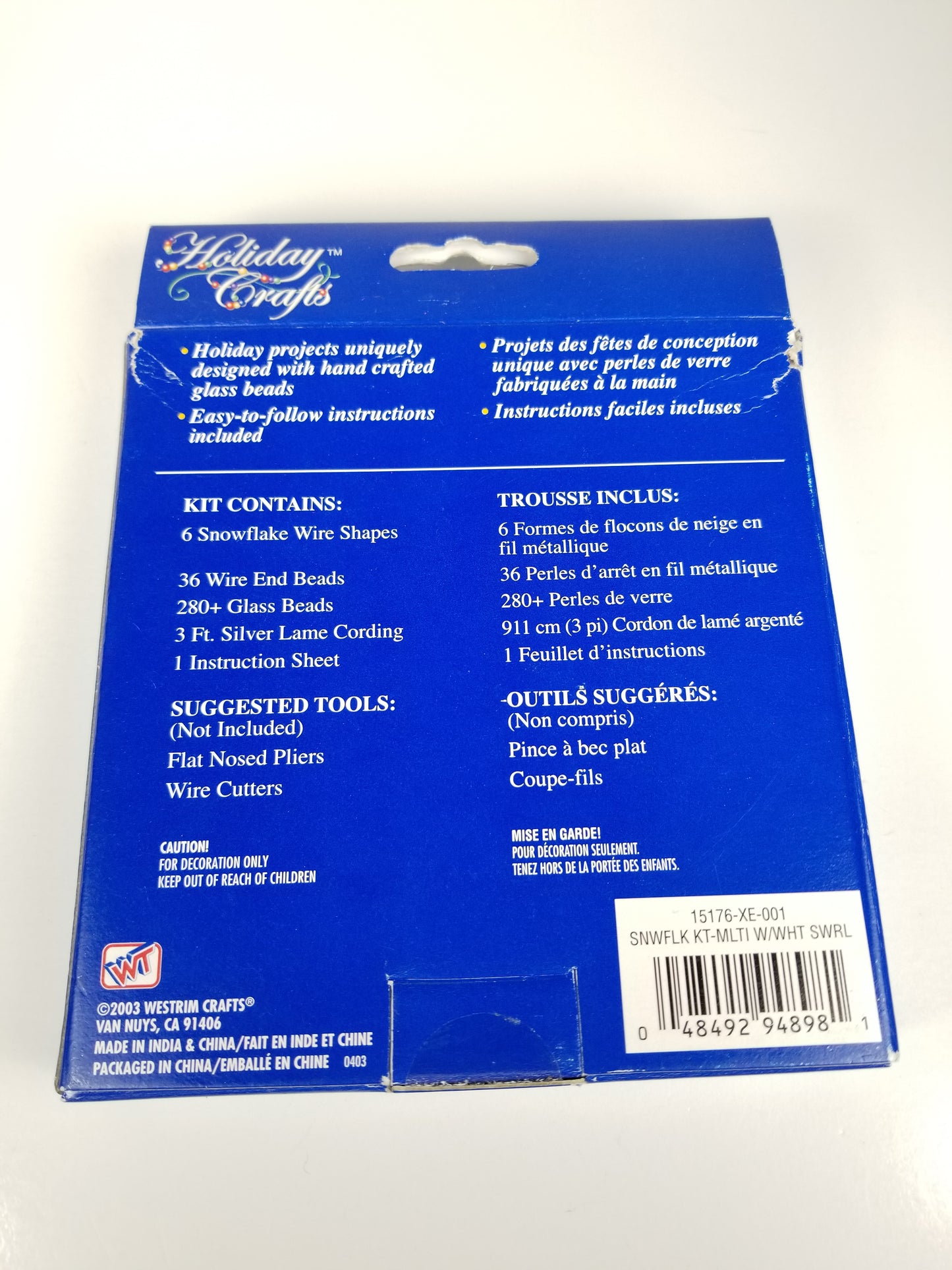 Vintage Glass Bead Ornament Kit Christmas Snowflake