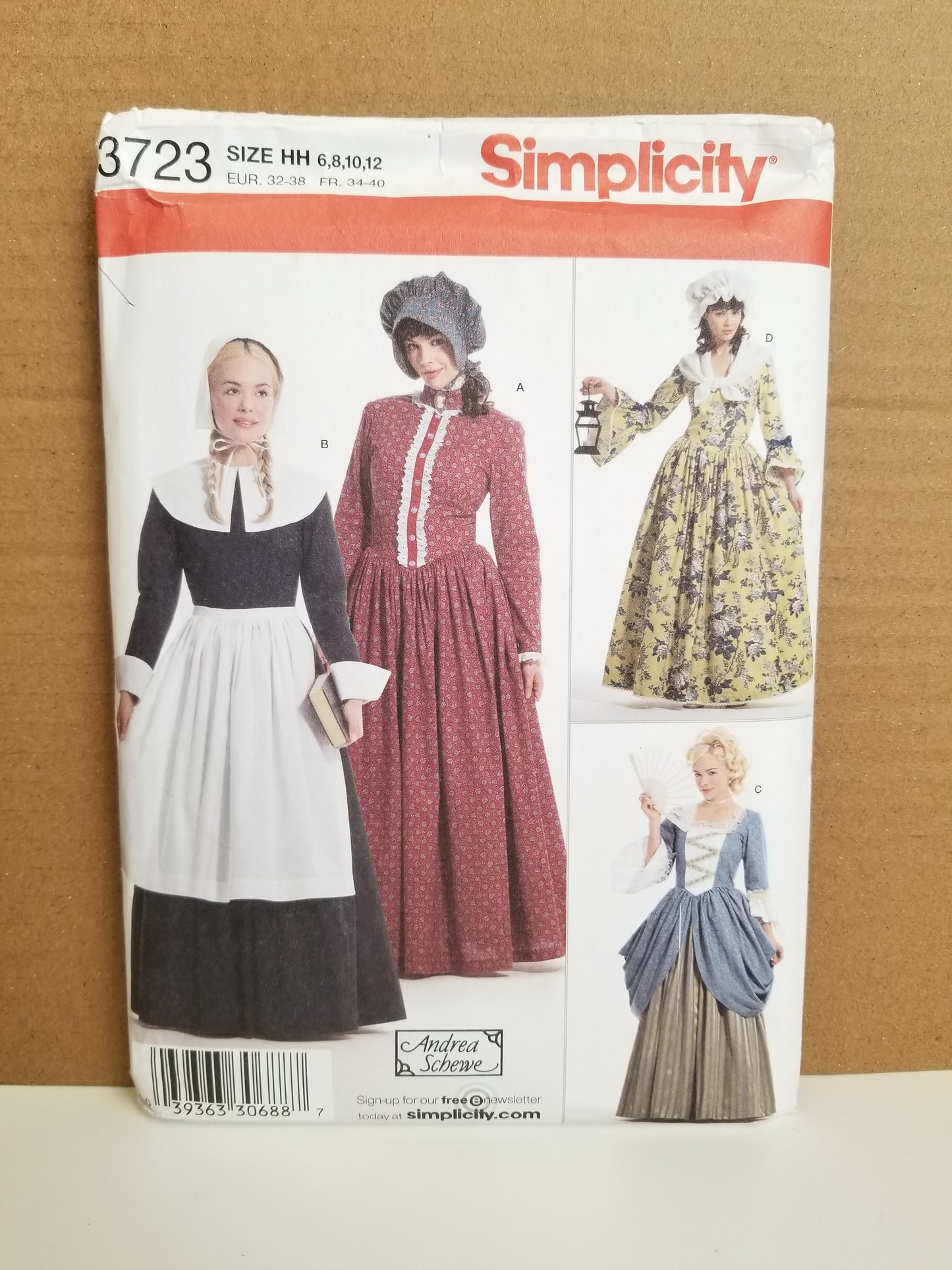 Simplicity 3723 History Misses Costume 17th century Halloween Size 6-12 Pattern Uncut FF