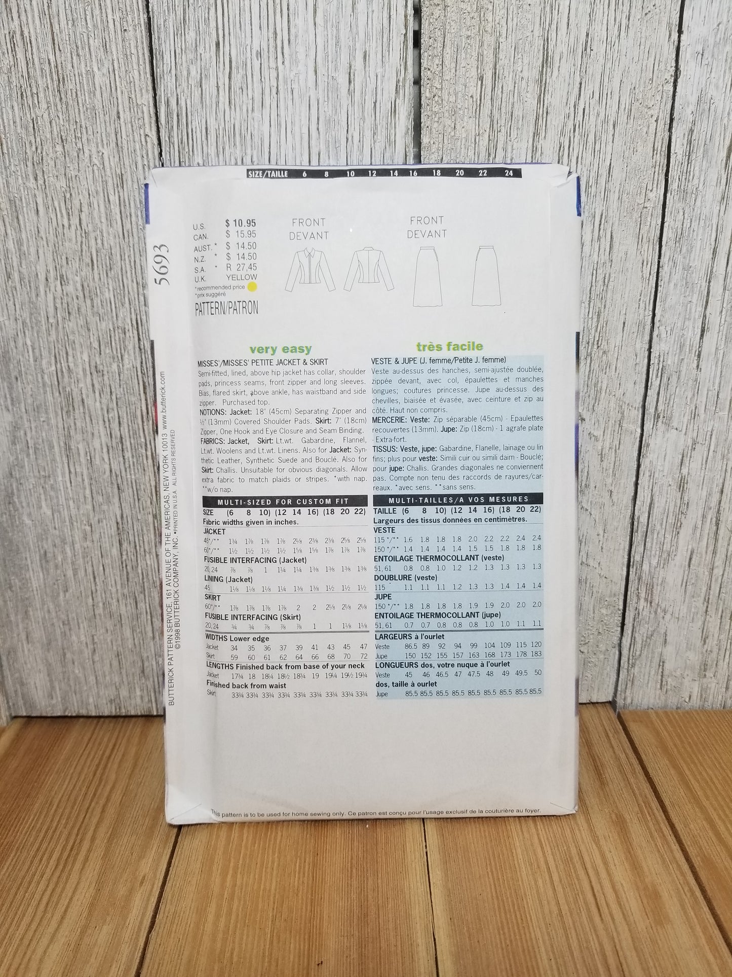 Butterick 5693 Misses Maxi Skirt Jacket Sizes 12-16 Uncut FF Sewing Pattern