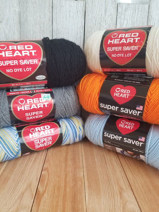 Red Heart Super Saver Yarn Solid/ Metallic/ Striped/ Ombre Full Skien or Partial Skein (U Pick Color)