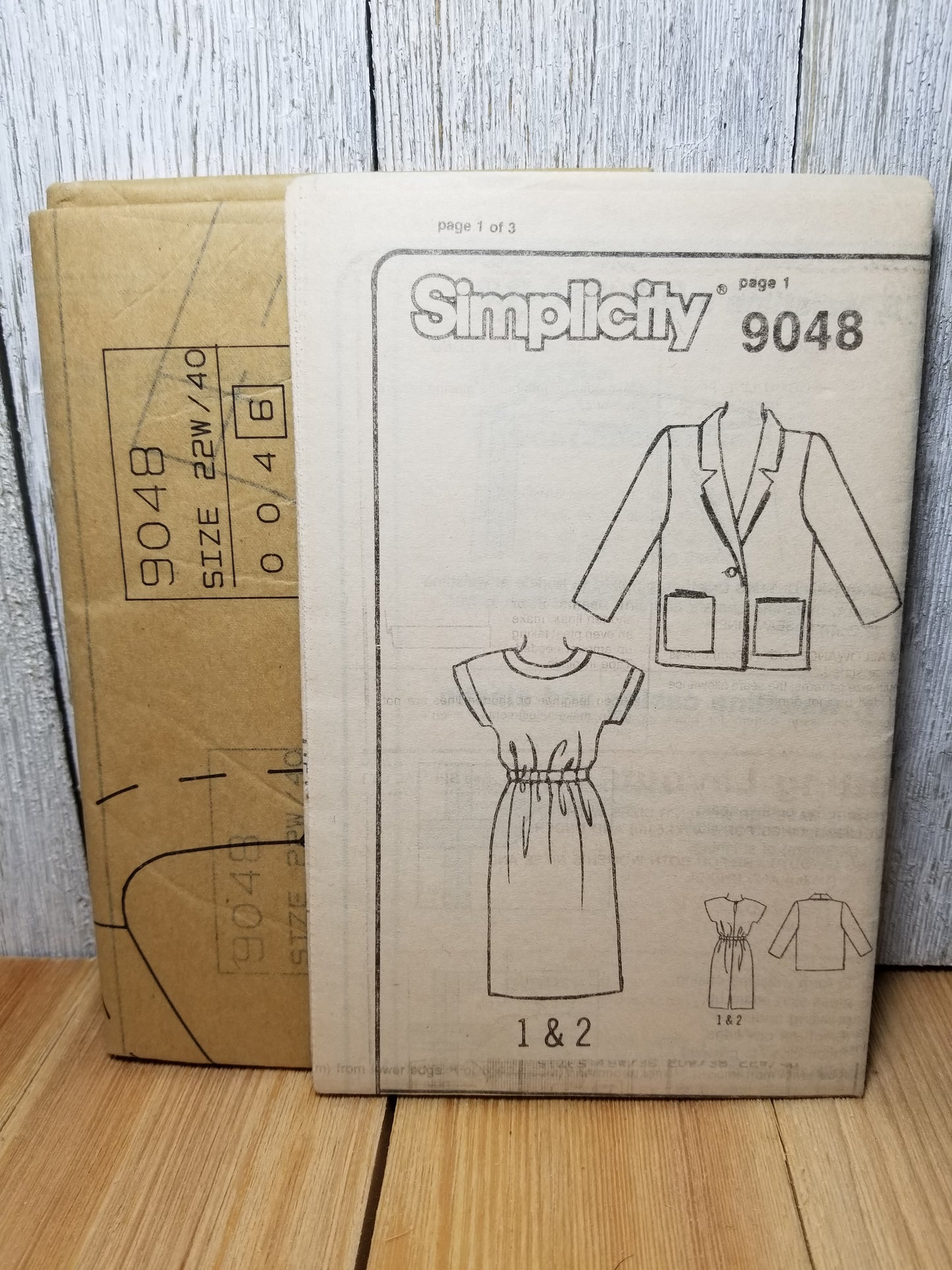 Simplicity 9048 Womans Dress Unlined Jacket 22W Uncut FF