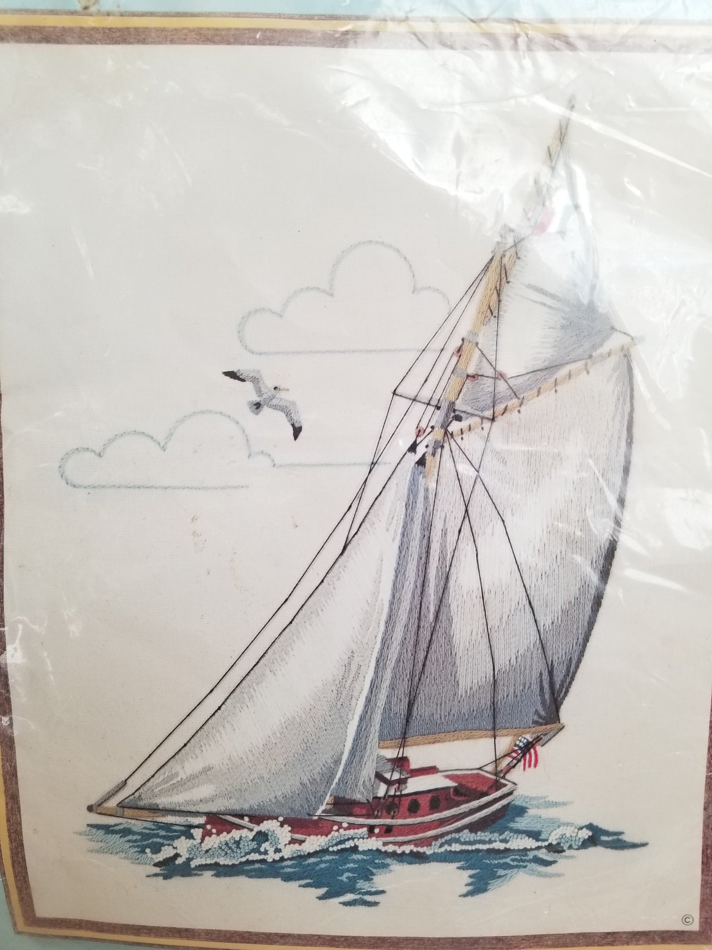 Sunset Stitchery Sailboat 2502 vintage embroidery kit