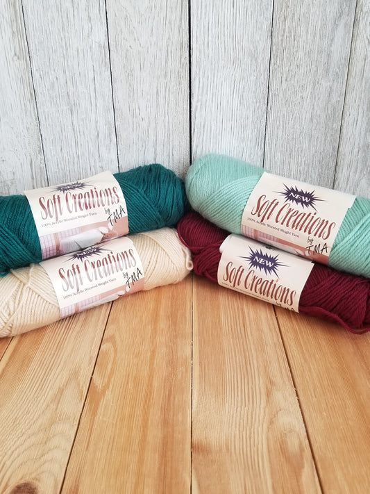 Soft Creations Vintage Acrylic Yarn Sand, Sage, Dk. Sea Green, Wine Choose your Color