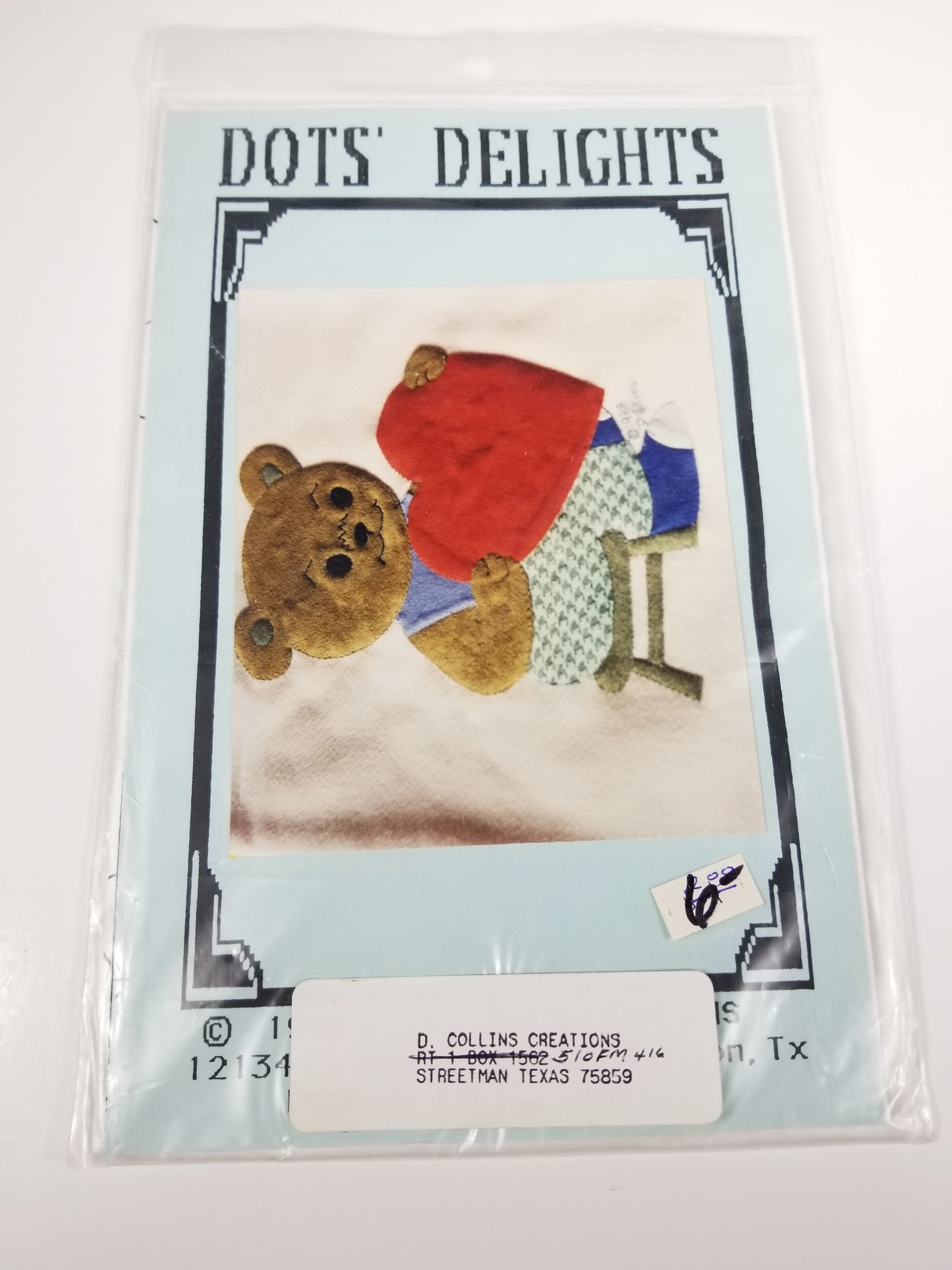 Dots Delights Love Bear Applique Pattern 1988