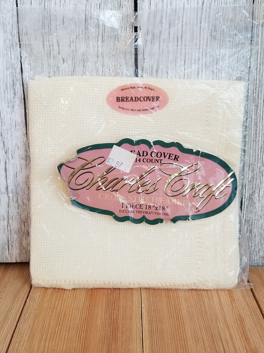 Charles Craft Bread Cover Cross Stitch Fabric 14 count AIDA 18"x 18" Ivory