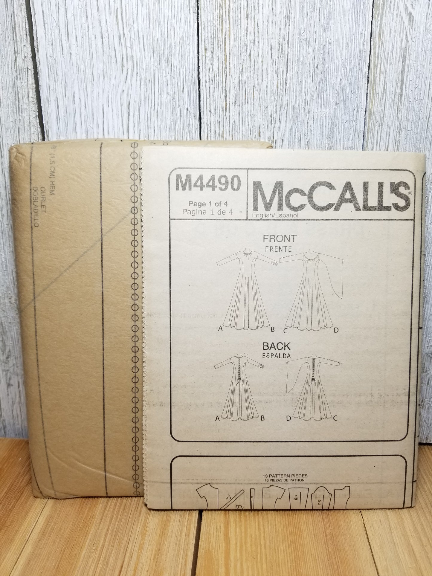 McCall's M4490 Costumes Renaissance Medieval Dress Costume Flowing Sleeve Uncut FF