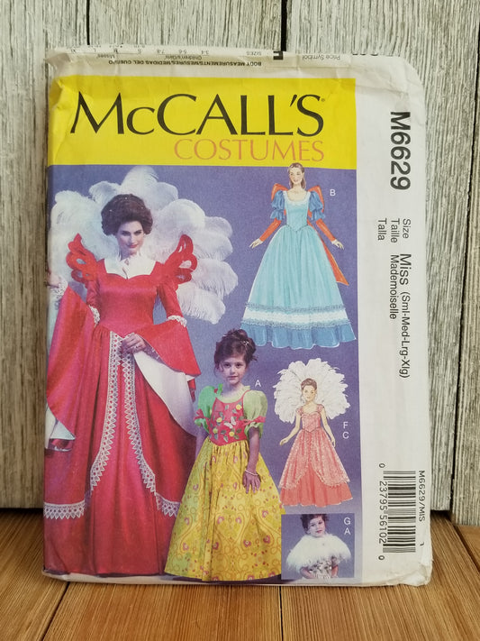McCalls M6629 Fairytale Queen Princess Costume Halloween Pattern Size MISS Sml-xlg UNCUT FF