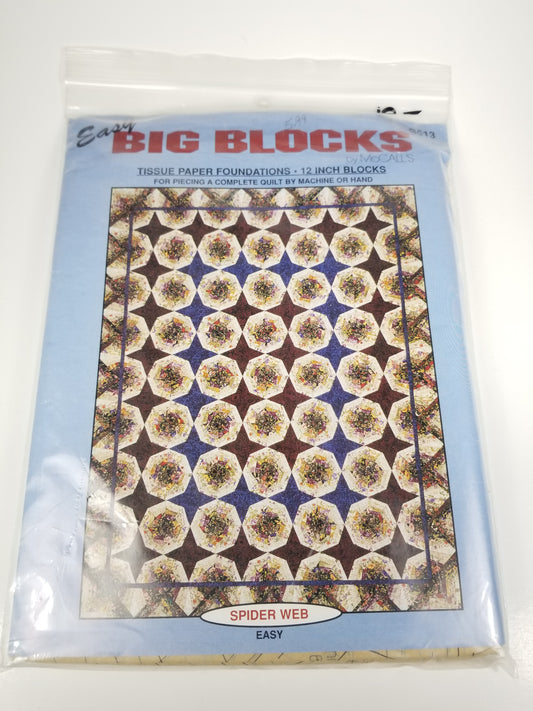Easy Big Blocks B513 Tissue Paper Foundations 12" Blocks Spider Web Quilt Pattern