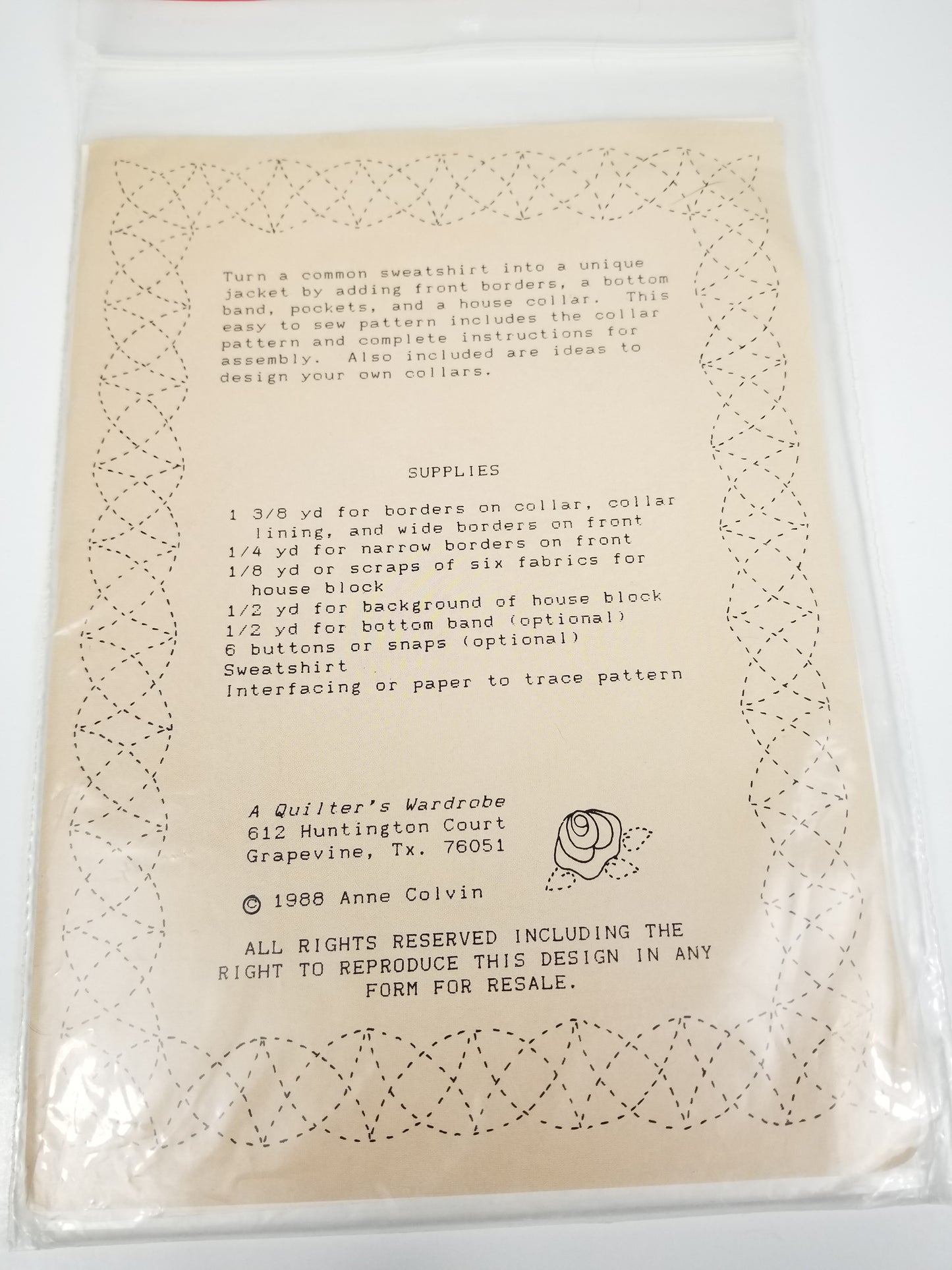 Sweat Jacket A Quilters Wardrobe Pattern uncut