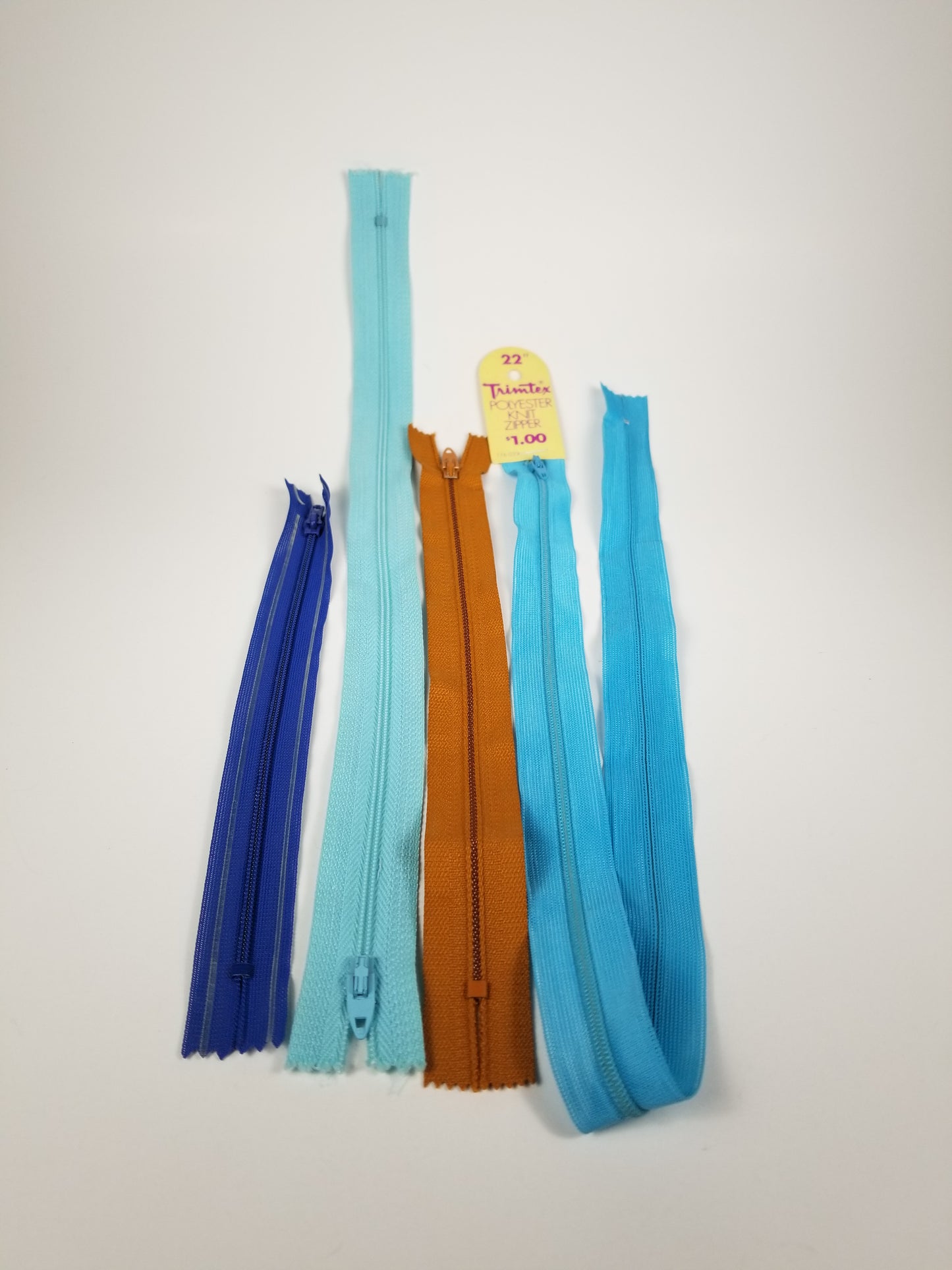Lot of Loose Zippers blue brown Trimtex Wright