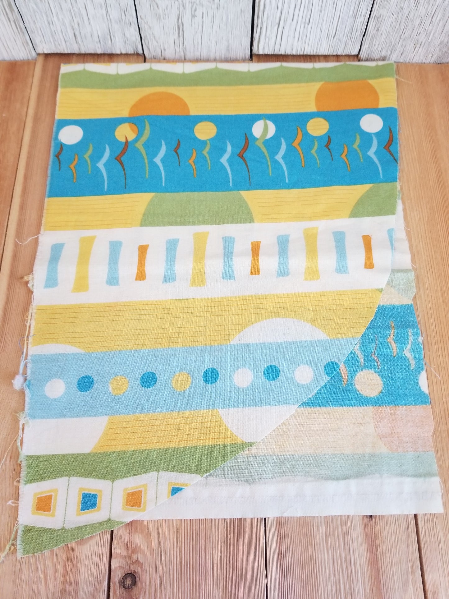 Funky Shapes Fabric 3 Large Pieces Yellow, Orange, Blue @2011 Thomas Knauer 100% Cotton