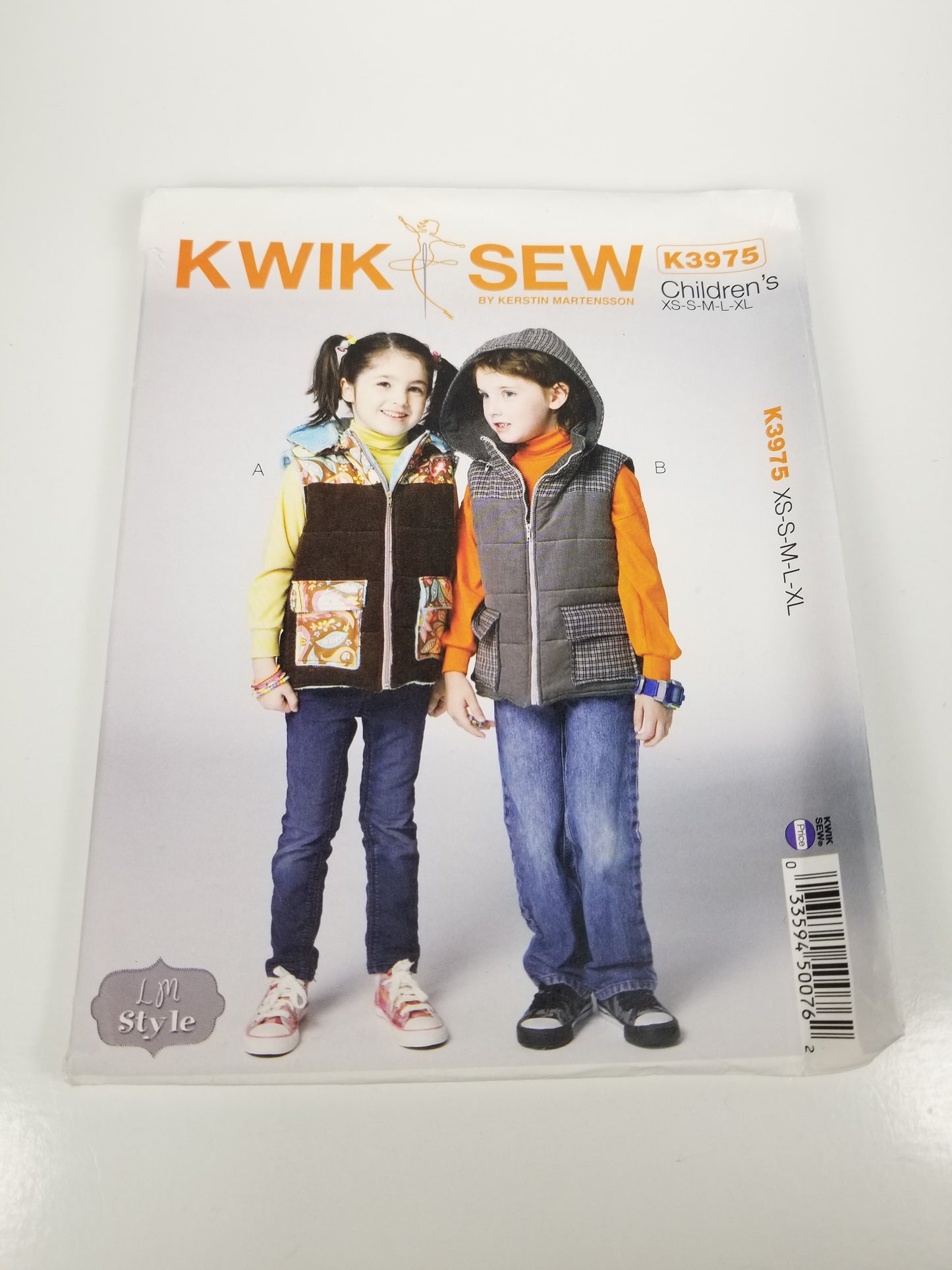 Kwik Sew K3975 Childs Quilted Vest Detachable Hood XS S M L XL Uncut FF