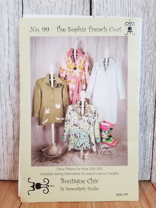 The Sophia Trench Coat Boutique Chic by Serendipity Studio SDG-99 Size XXS-XXL UNCUT FF Pattern