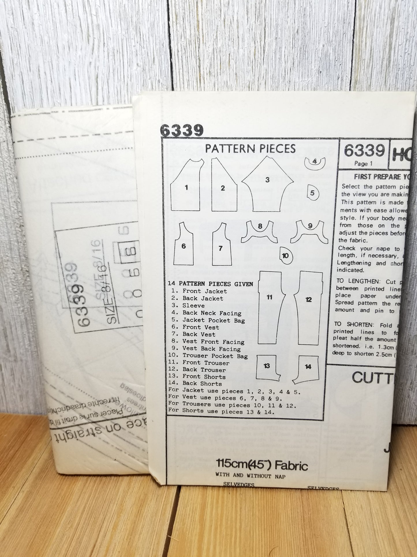 New Look 6339 Size 8-16 Jacket Vest Pant Short Uncut FF