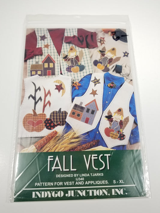 Fall Vest Indygo Junction Sewing Pattern Vest and Fall Appliques Halloween harvest