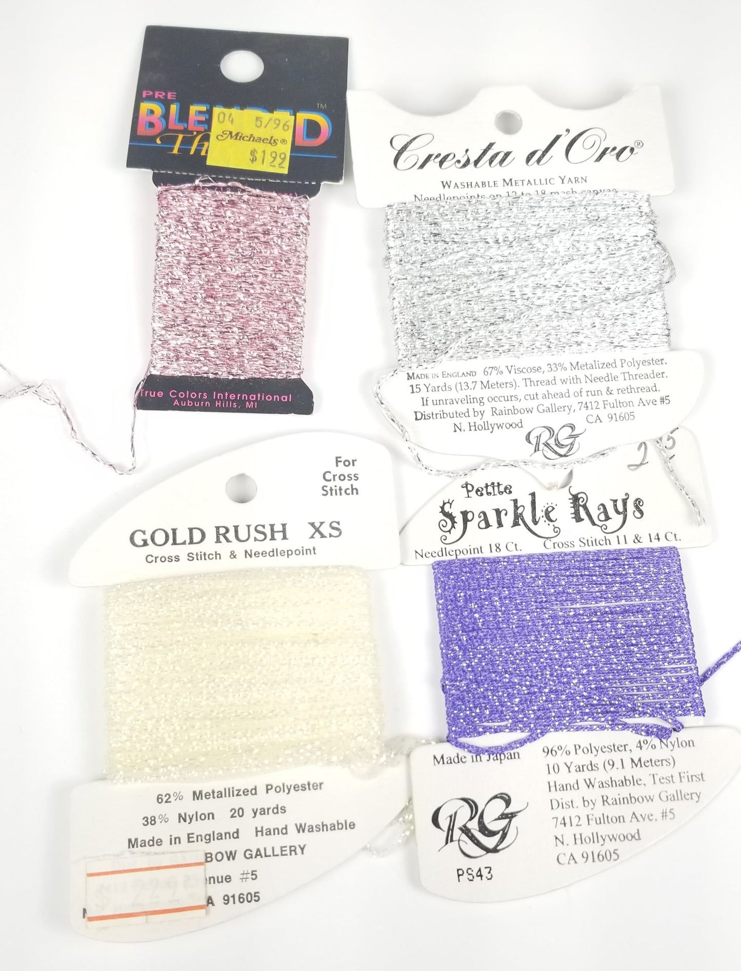 Metallic and glitter embroidery floss four pack
