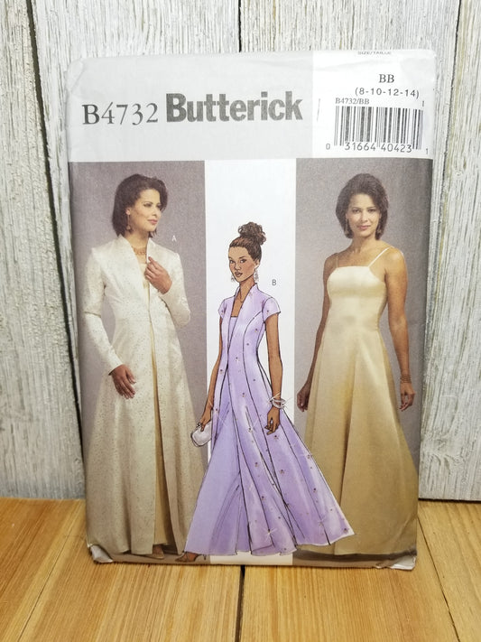 Butterick B4732 sewing pattern Miss/Miss Petite Size BB 8-14 Coat and Dress Floor Length Uncut FF