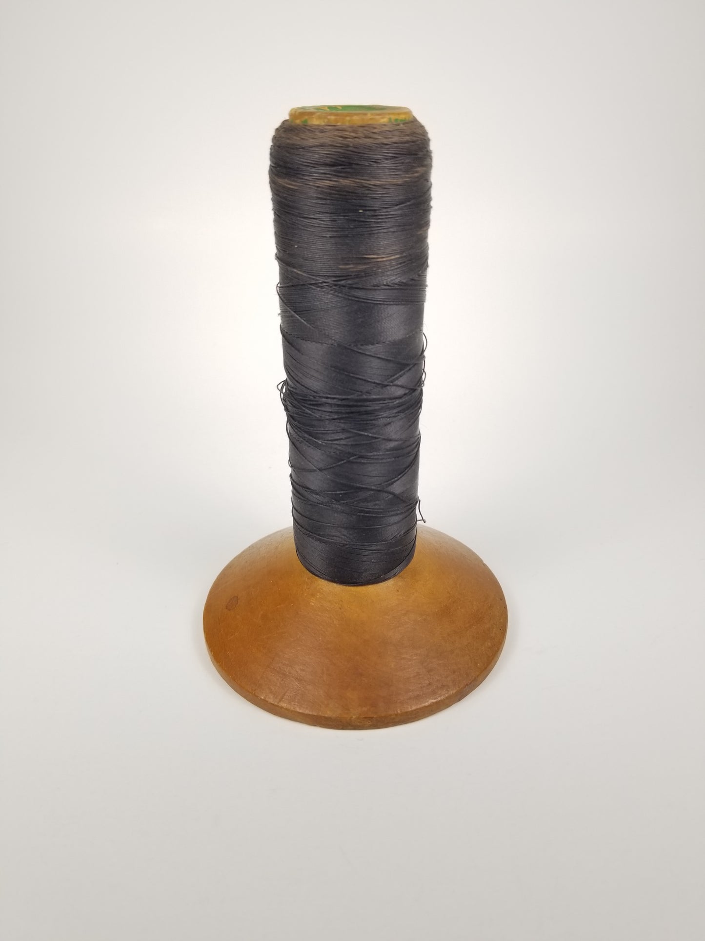 Vintage Industrial Wood Sewing BLACK Thread Spool Marked Jewel Pawtucket RI Cottagecore Farmhouse
