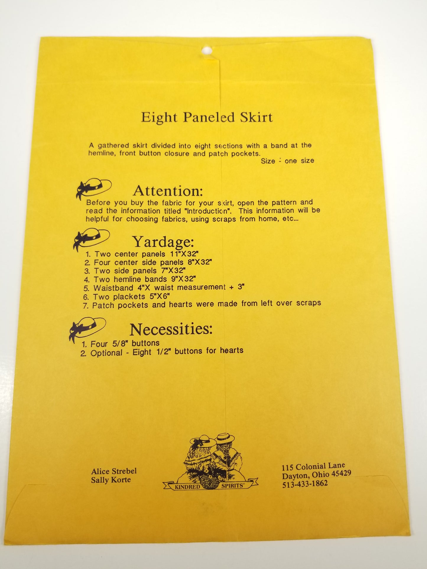 Eight Paneled Skirt Sewing Pattern one size kindred spirits