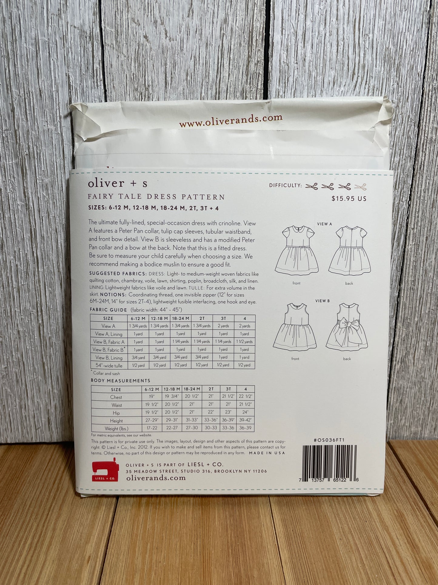 Oliver + S Girls Child Dress and Shorts Physical Pattern (U PIC Pattern) UNCUT FACTORY FOLDED Oliver and S