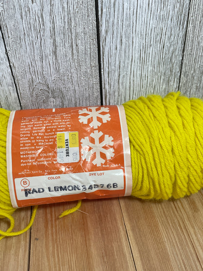 Vintage Jack Frost Rad Lemon Yarn Worsted Acrylic Full Skein