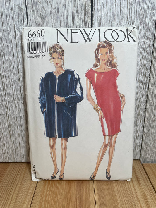 New Look 6660 Oversized Pull Over Scoop Neck Dress and Oversized Jacket Pattern Size 8-18 UNCUT FF