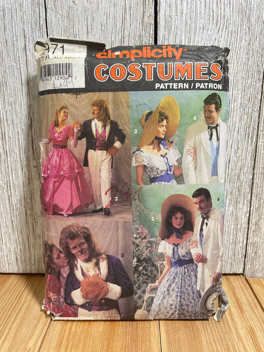 Simplicity 7971 Beauty and the Beast Old South Gown and Suit Size 6-18 Pattern Halloween Costume Cut