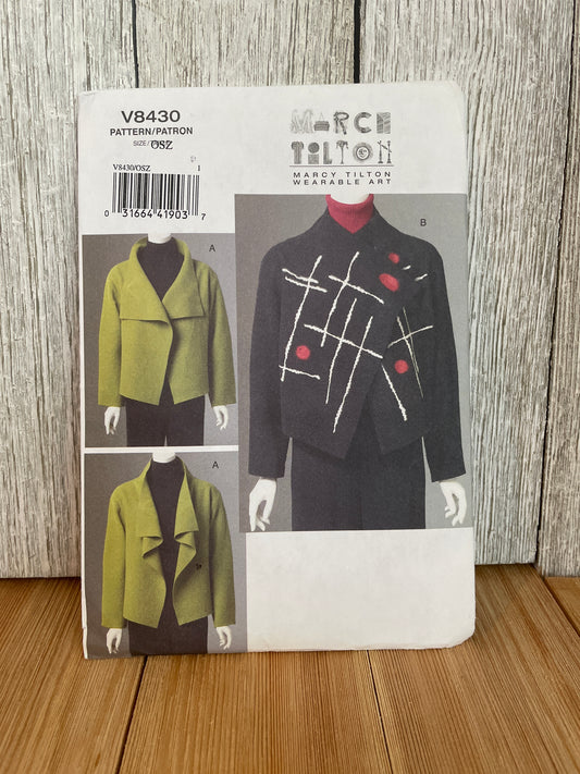 Vogue V8430 Loose Fitting Felted Jacket Size S-XL Pattern UNCUT FF