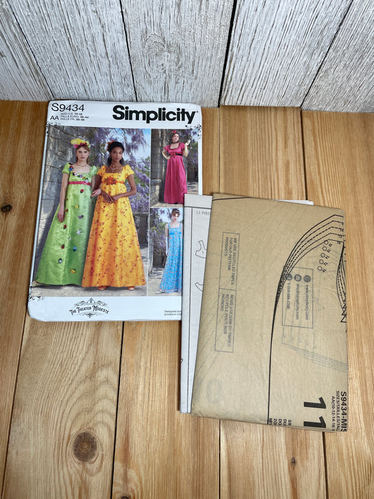 Simplicity S9434 Empire Waist Regency Dress Size 10-28W Pattern UNCUT FF Halloween Costume